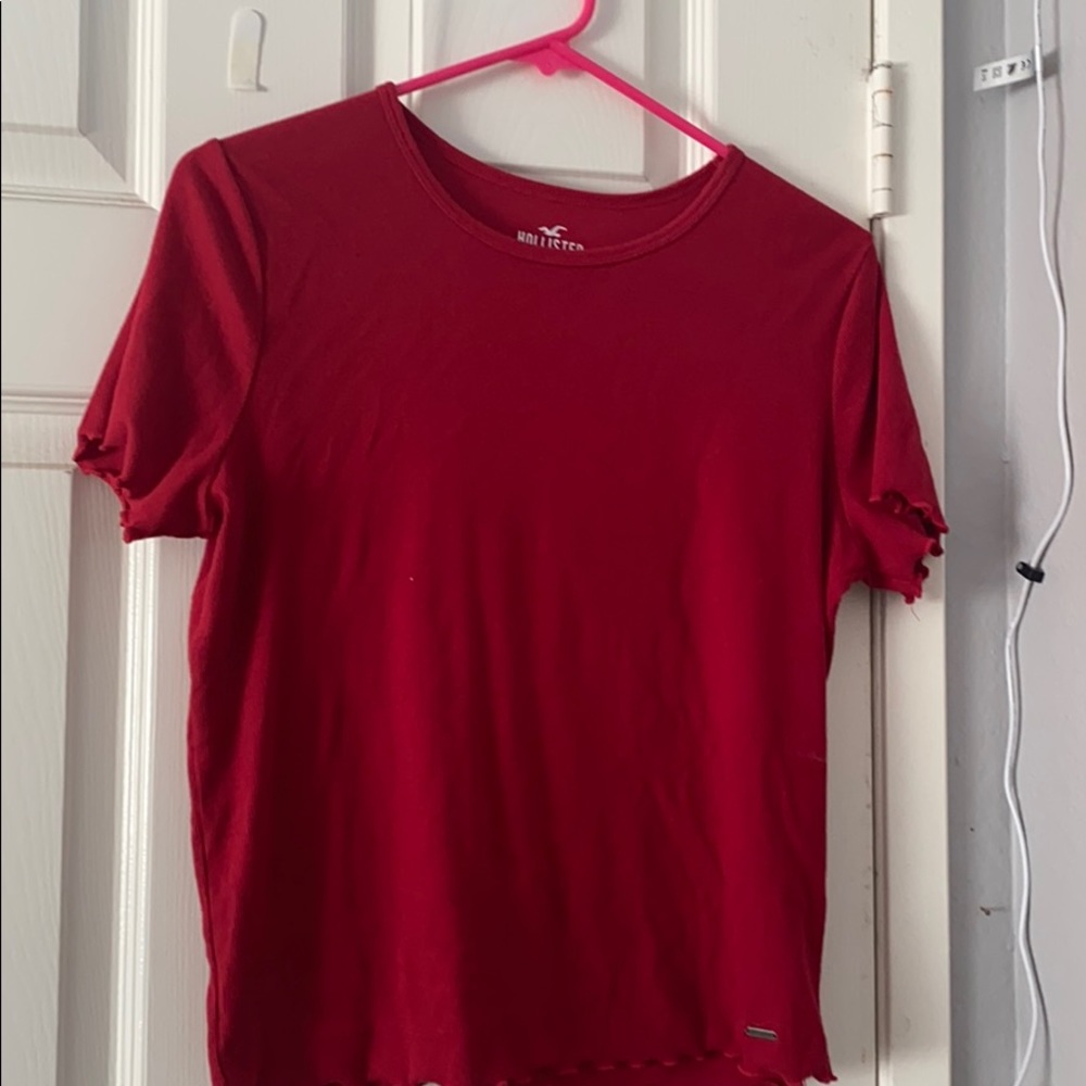 red Hollister Ruffle Crop top